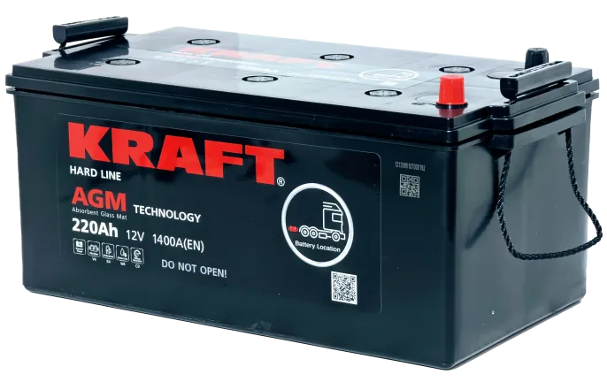 Аккумулятор KRAFT AGM 220 (3) евро +/- (1400A, 518*260*223)
