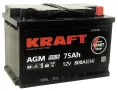 Аккумулятор KRAFT AGM 75 R (800A, 278*175*190)