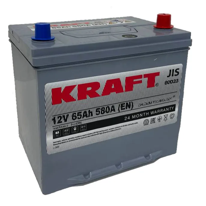 Аккумулятор KRAFT Asia 65 JR (580A, 235*178*220).