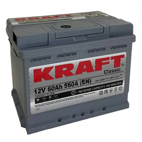 Аккумулятор KRAFT 60 R низк. (560A, 242*175*175).