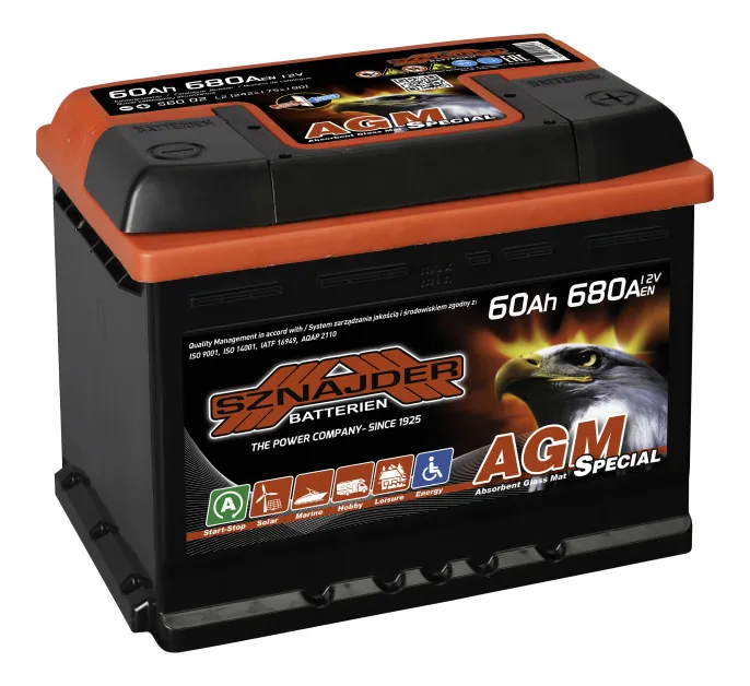Аккумулятор Sznajder Special AGM 60 R (680А 242*175*190)