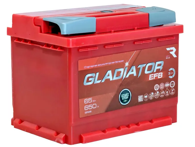 Аккумулятор GLADIATOR EFB 65 R (650A, 242*175*190).