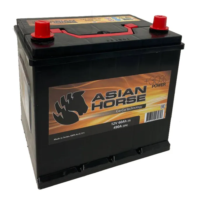 Аккумулятор Asian Horse 60 JR (490A, 230*175*225) с бортом