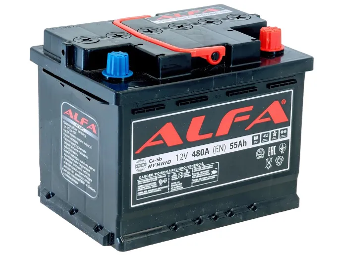 Аккумулятор ALFA Hybrid 55 R (480A, 242*175*190)