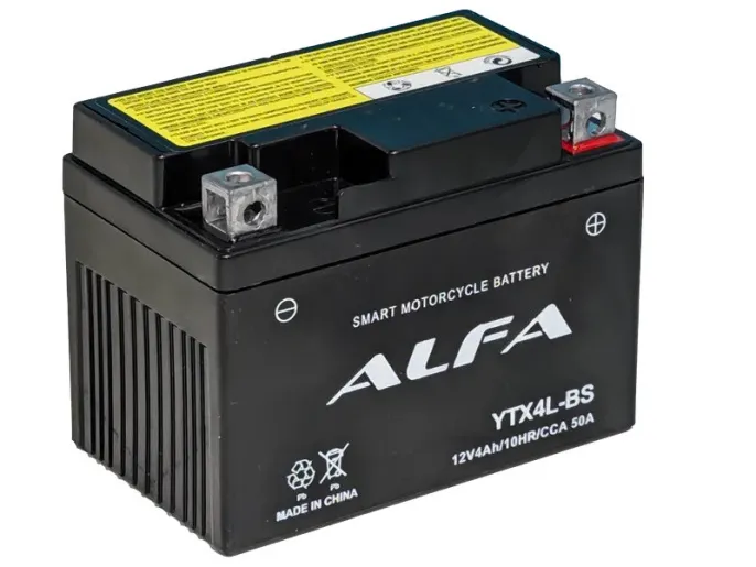 Аккумулятор ALFA YTX4L-BS 4Ah (50A 113*70*85)