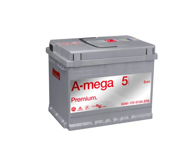 Аккумулятор A-mega Premium 63 R низк. (610A, 242*175*175)