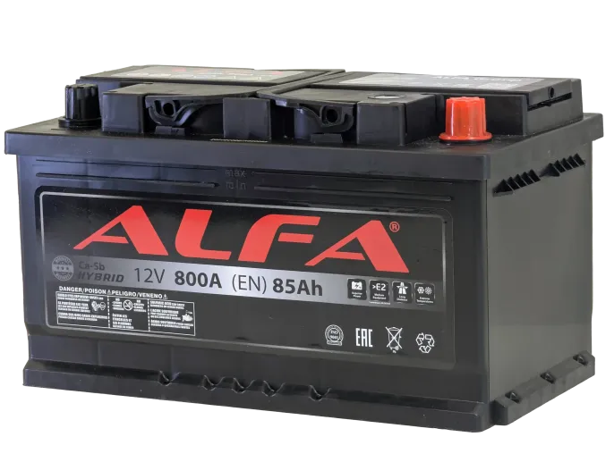 Аккумулятор ALFA Hybrid 85 R низк. (800A, 315*175*175)