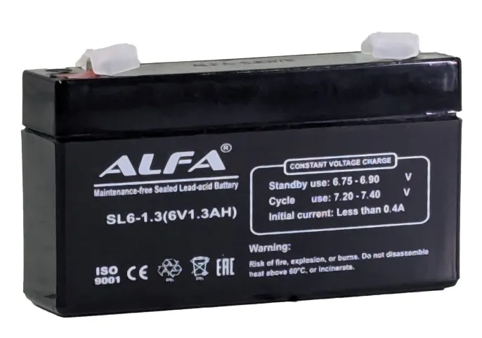 Аккумулятор ALFA 6V-1.3Ah F1 (97*24*56)