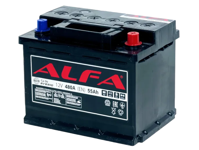 Аккумулятор ALFA Hybrid 55 R (480A, 242*175*190)
