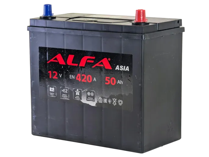 Аккумулятор ALFA Asia 50 JR (420A, 236*129*220) тонкие клеммы