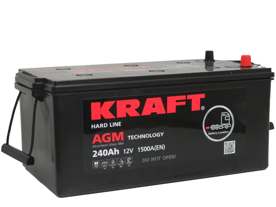 Аккумулятор KRAFT AGM 240 (3) евро +/- (1500A, 518*260*223)