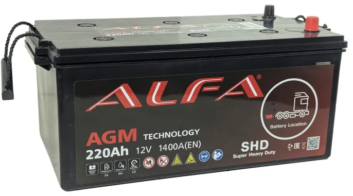 Аккумулятор ALFA AGM 220 (3) евро +/- (1400A, 518*260*223)