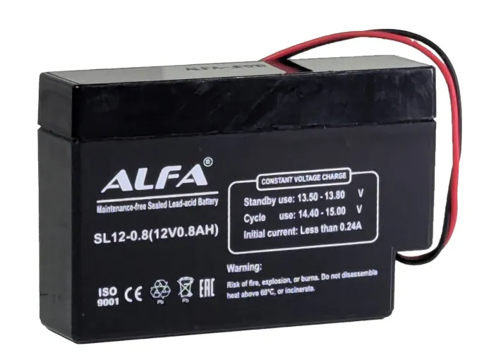 Аккумулятор ALFA 12V-0.8Ah VHR-2N (97*43*52)