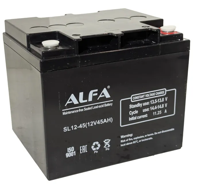 Аккумулятор ALFA 12V-45Ah(C20) L (тяговая) M6 (197*166*170)