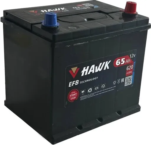 Аккумулятор HAWK EFB Asia 65 JR (620A, 230*175*220) с бортом.
