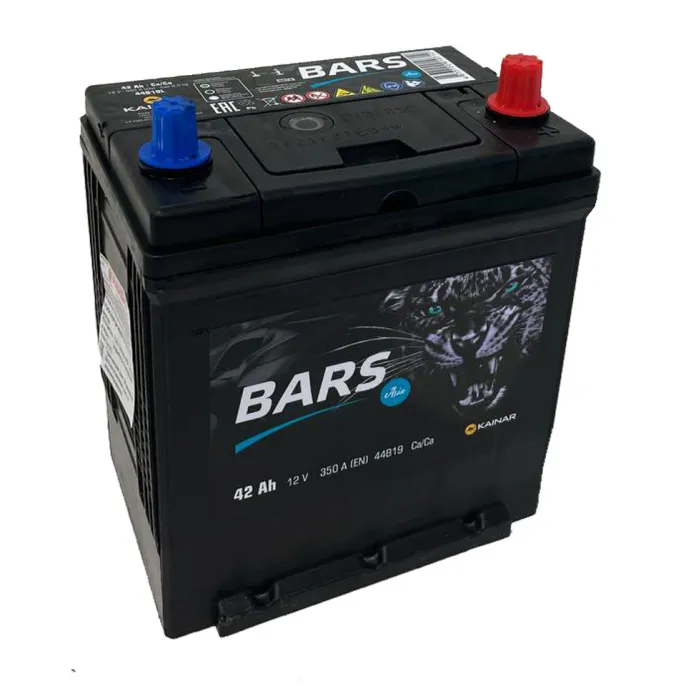 Аккумулятор BARS Asia 42 JR (350A, 186*129*220) тонкие клеммы с бортом