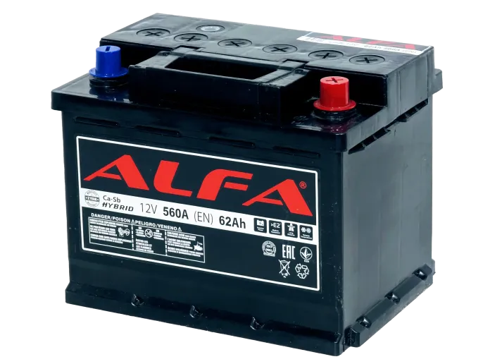 Аккумулятор ALFA Hybrid 62 R (560A, 242*175*190)