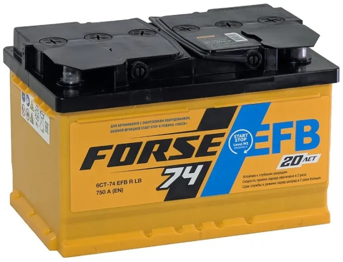 Аккумулятор FORSE EFB 74 R низк. (750A, 278*175*175)