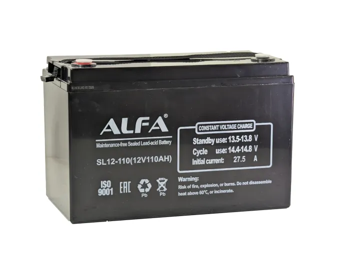Аккумулятор ALFA 12V-110Ah(C20) L (тяговая) M8 (331*173*213)