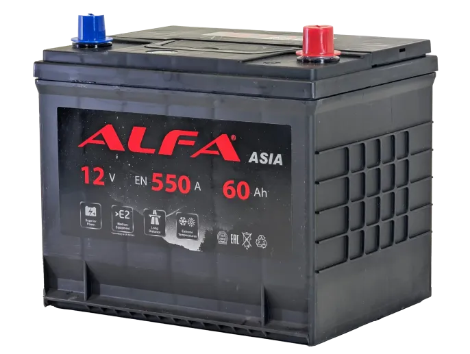 Аккумулятор ALFA Asia 60 JR (550A, 230*173*205) универсальный борт