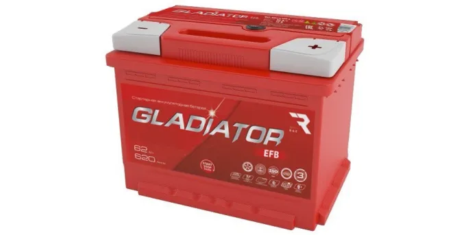Аккумулятор GLADIATOR EFB 62 R (620A, 242*175*190).