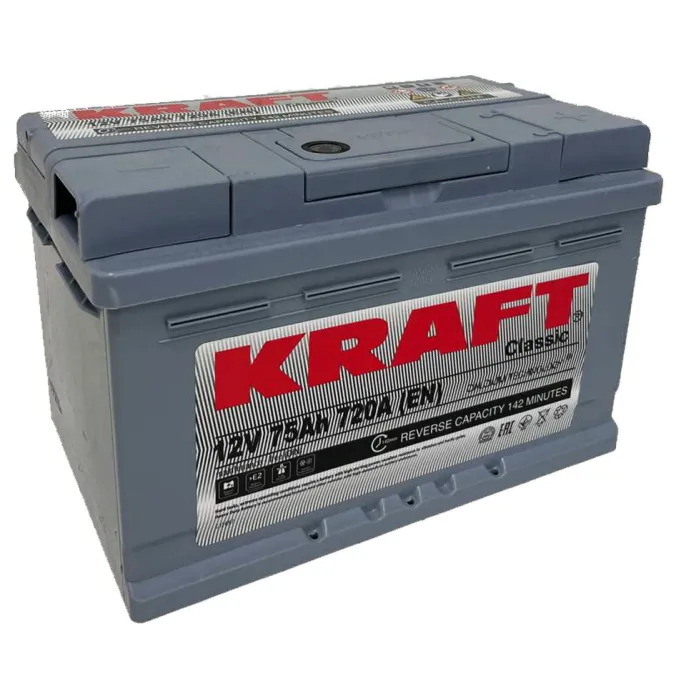 Аккумулятор KRAFT 75 R низк. (720A, 277*175*175).