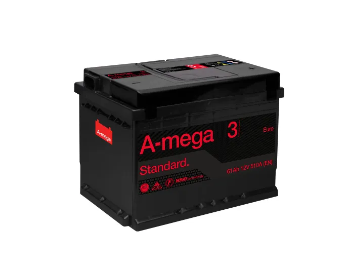 Аккумулятор A-mega Standard 61 R низк. (510A, 242*175*175)