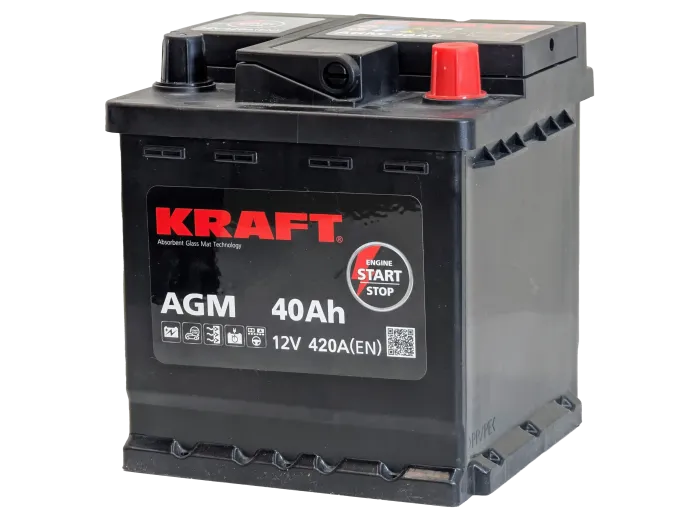 Аккумулятор KRAFT AGM 40 R (420A, 175*175*190)