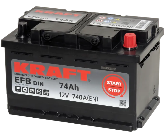 Аккумулятор KRAFT EFB 74 R низк. (740A, 278*175*175)