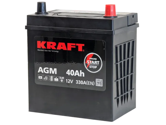 Аккумулятор KRAFT AGM Asia 40 JR (330A, 200*135*220)