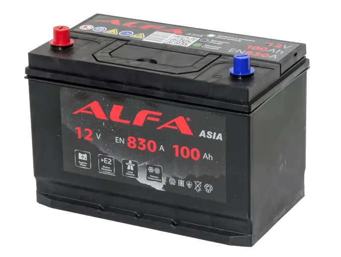 Аккумулятор ALFA Asia 100 JL (830A, 304*173*220) с бортом