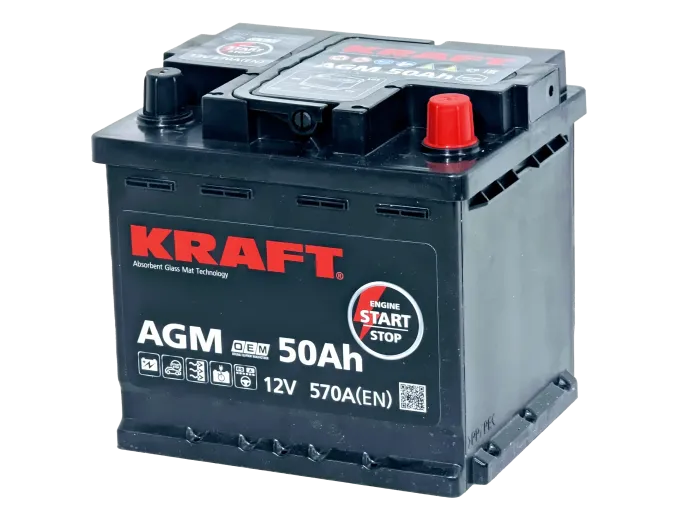 Аккумулятор KRAFT AGM 50 R (570A, 207*175*190)