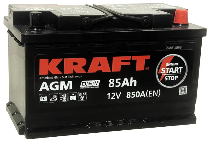 Аккумулятор KRAFT AGM 85 R (850A, 315*175*190)