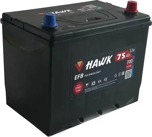 Аккумулятор HAWK EFB Asia 75 JR (700A, 260*173*220) с бортом.