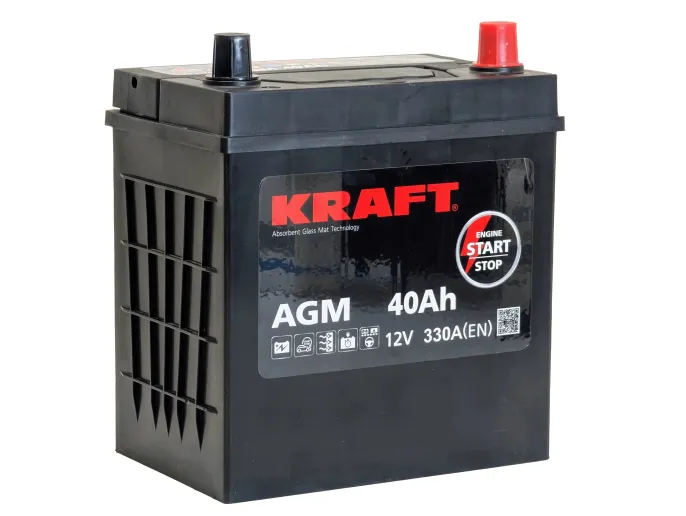 Аккумулятор KRAFT AGM Asia 40 JR (330A, 200*135*220)
