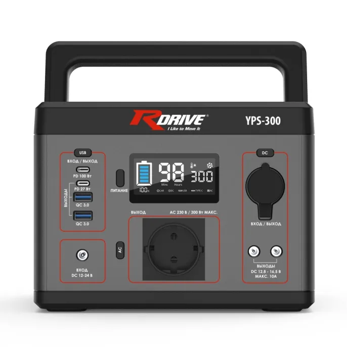 Аккумулятор Литиевая электростанция RDrive ELECTRO Green Reserve YPS-300