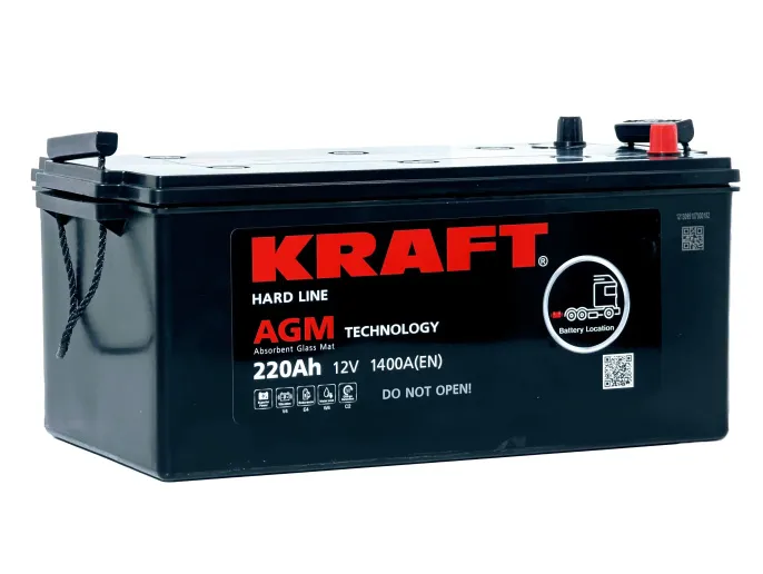 Аккумулятор KRAFT AGM 220 (3) евро +/- (1400A, 518*260*223)