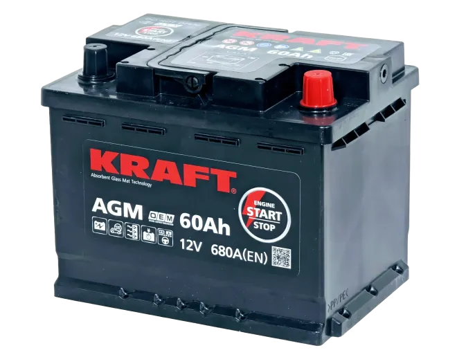 Аккумулятор KRAFT AGM 60 R (680A, 242*175*190)