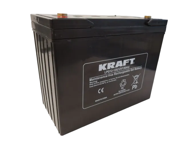 Аккумулятор KRAFT 12V-130Ah(C20) L (тяговая) (345*173*274) GEL