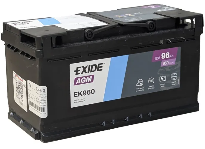 Аккумулятор Exide AGM 96 R (850A, 353*175*190)